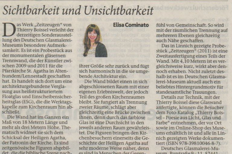 Jülicher Nachrichten – Glasbild des Monats: "Sichtbarkeit und Unsichtbarkeit"